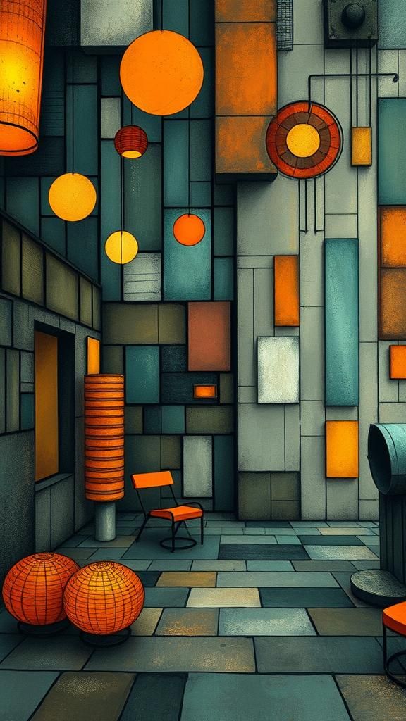 Abstract Patio in Paul Klee Style