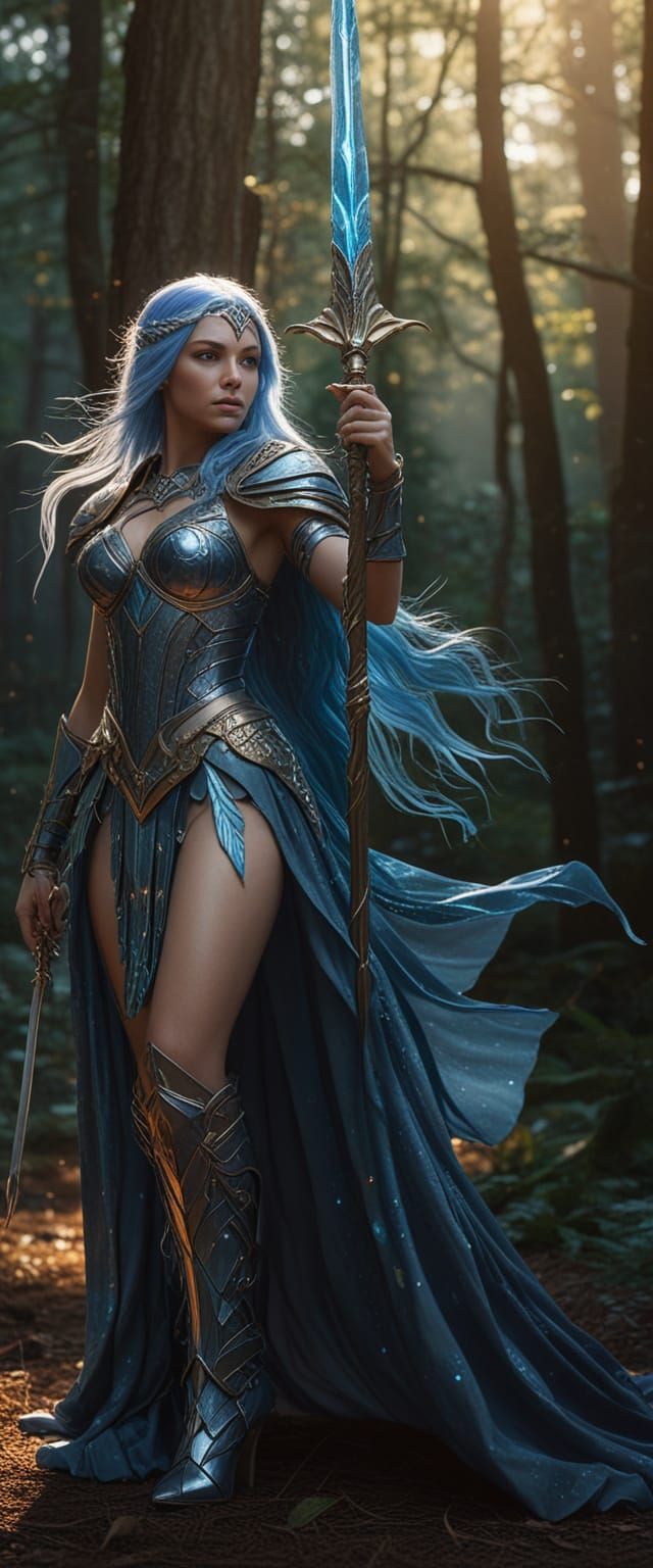 Crystalline Warrior Woman in Hyper-Realistic Digital Art