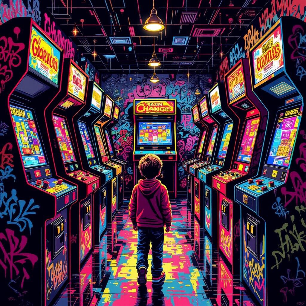 Boy's First Arcade Visit in Vibrant 1981