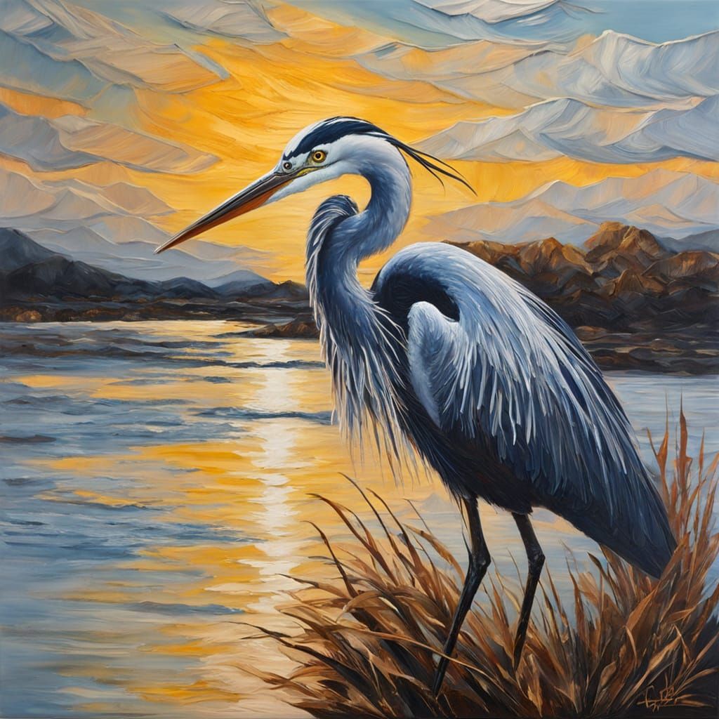 Heron in the evening