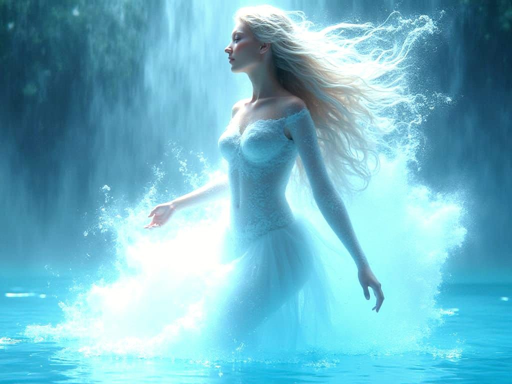 Water Woman With Transparent Skin in Ethereal Fantasy Style