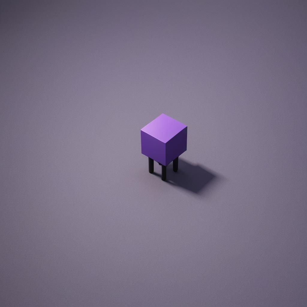 Purple Square Character with Black Limbs in 3D