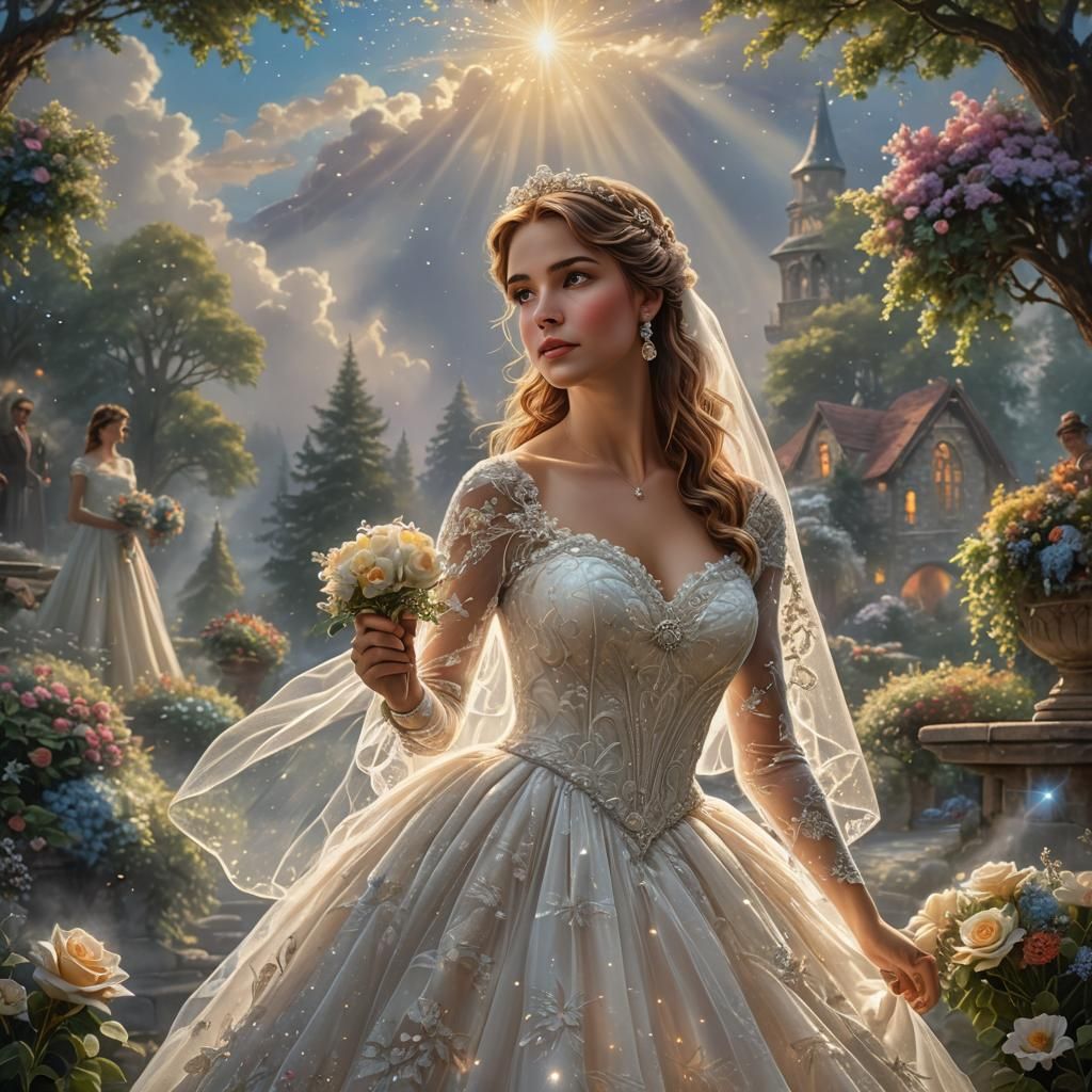 Bride in Intricate Wedding Dress, Hyperrealistic