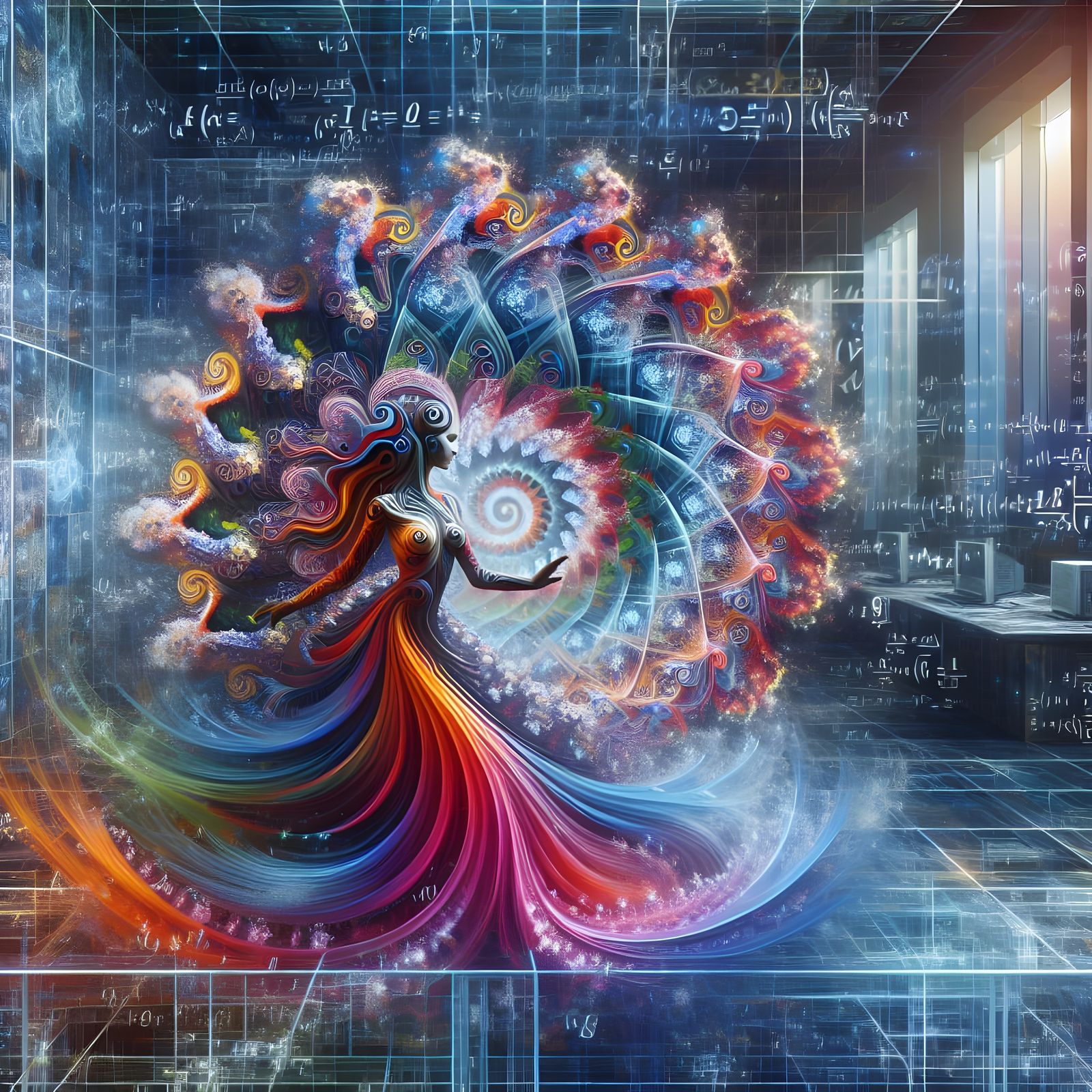 Enigmatic Middle-Eastern Dancer in Fractal Harmony