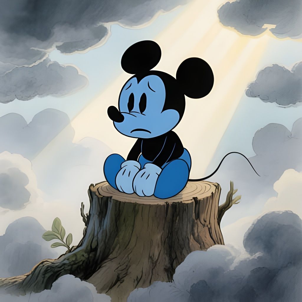 Sad Mickey Mouse With Caption