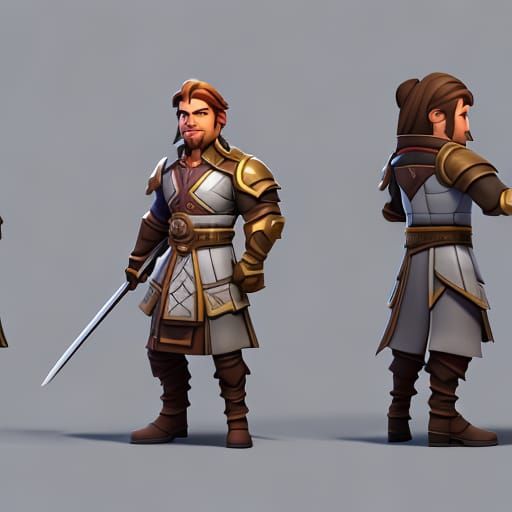 Jamie Lannister, full body, blender 3d, artstation and behance, Disney Pixar, Mobile game character, isometric, clash ro...