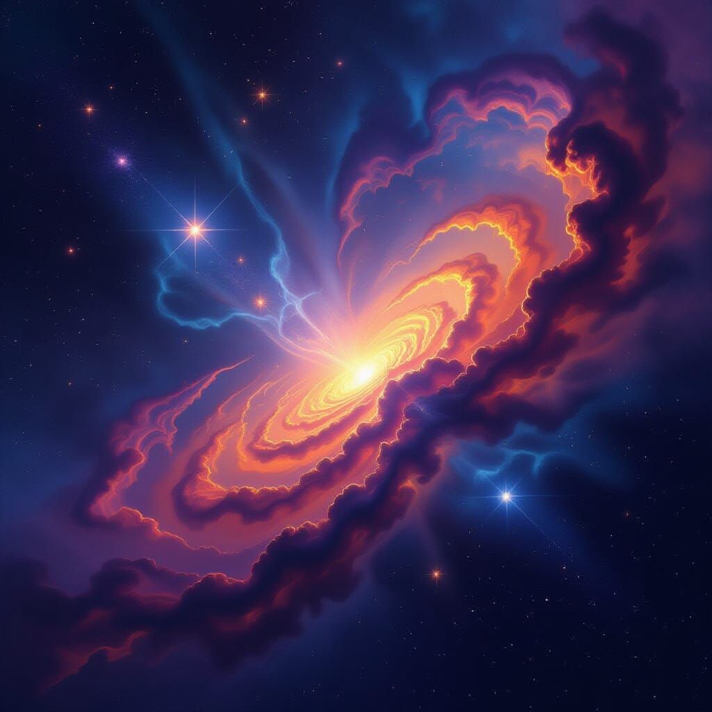 Surreal Nebula Oil Painting with Cosmic Dreamscapes