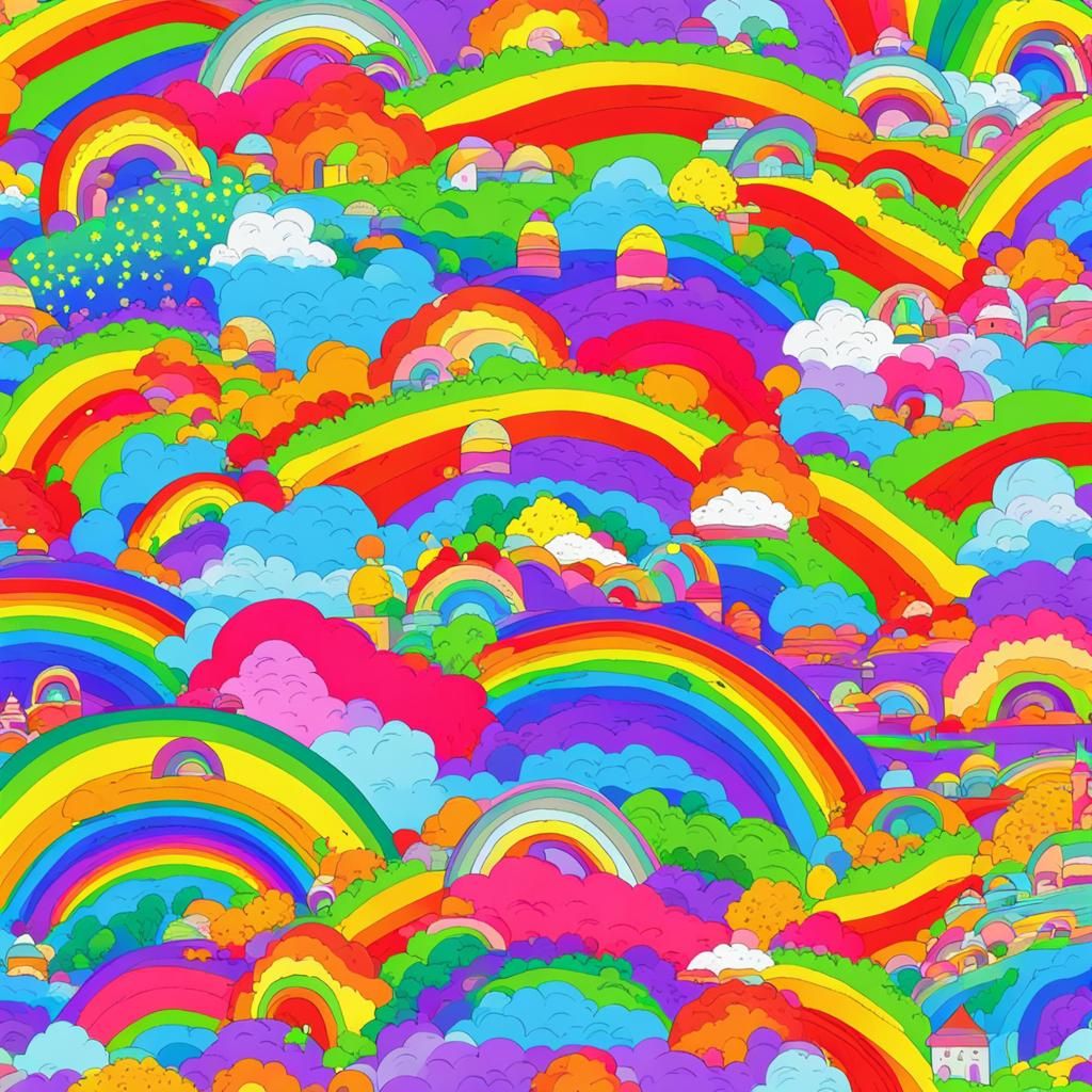 Overabundance of Rainbow Colors in Abstract Art