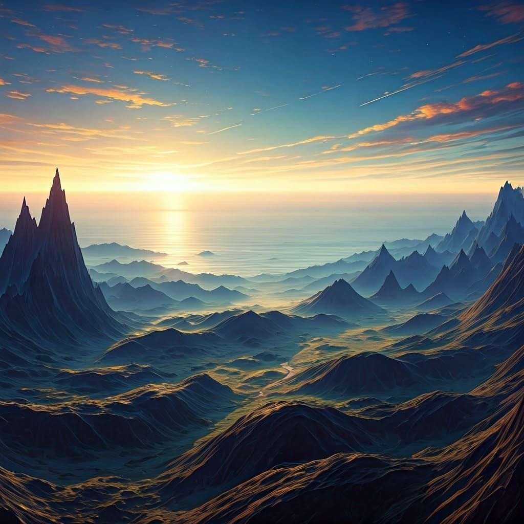 Breathtaking Landscape of Wonders in a Vibrant, Dreamlike Wo...