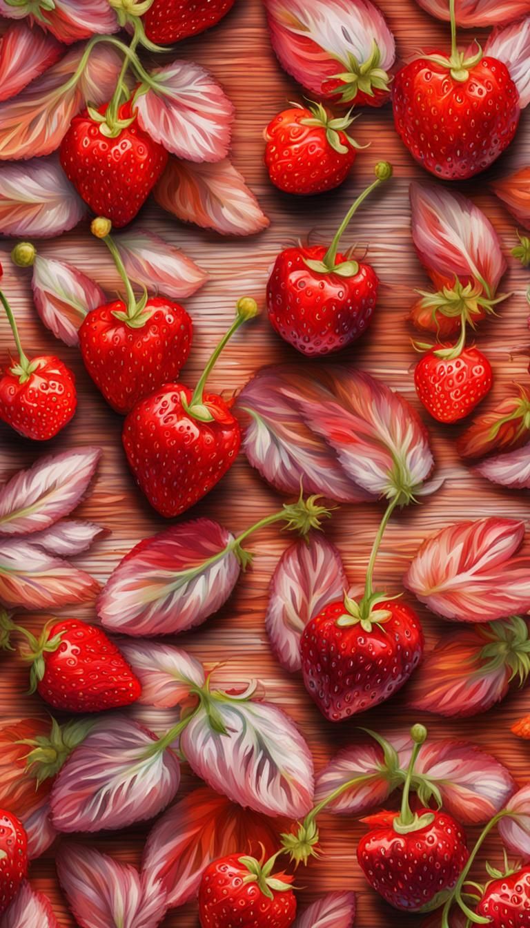 Ripe Strawberry Still Life in Impasto Oil Painting