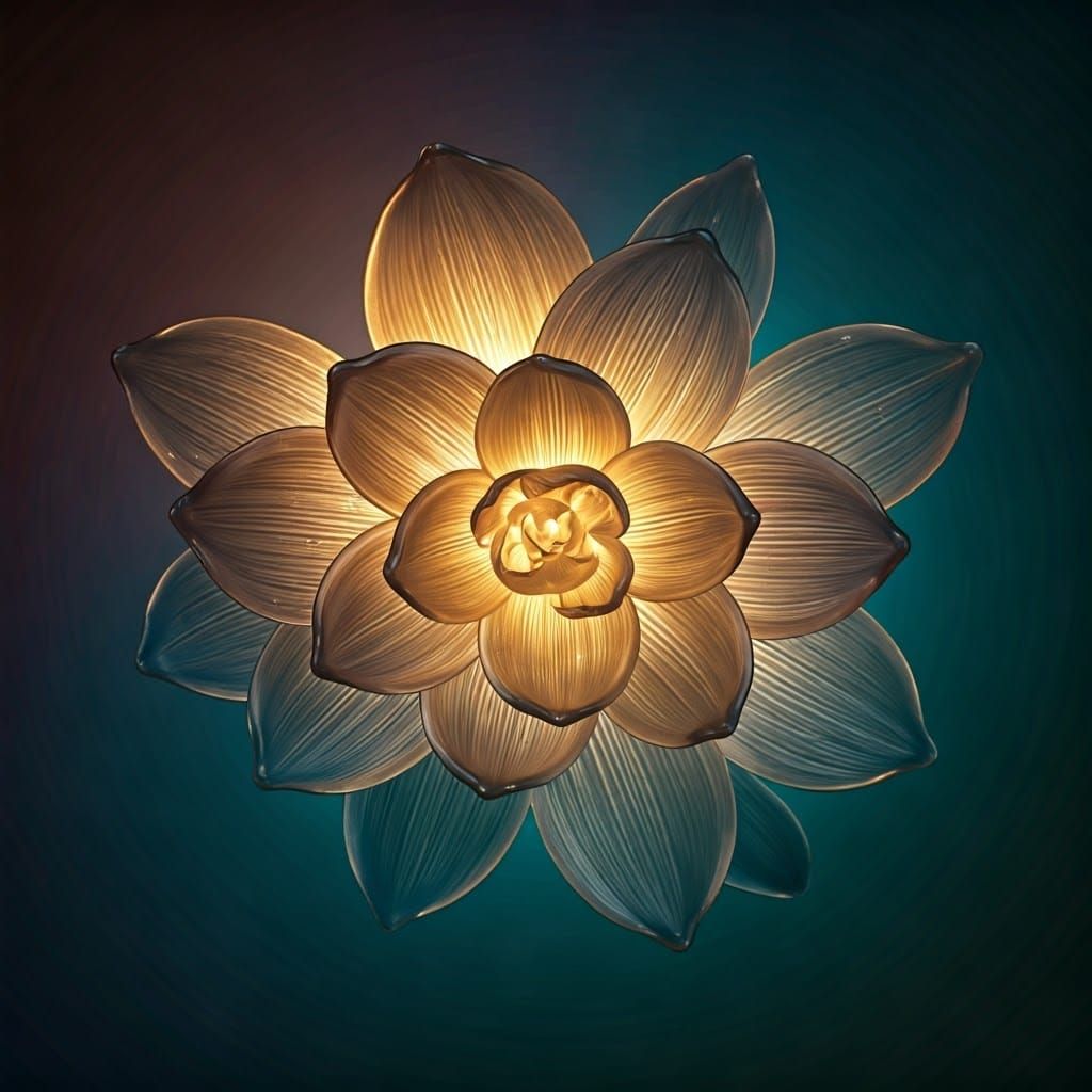 Luminous Glass Flower Petal Lamp in Surreal Style