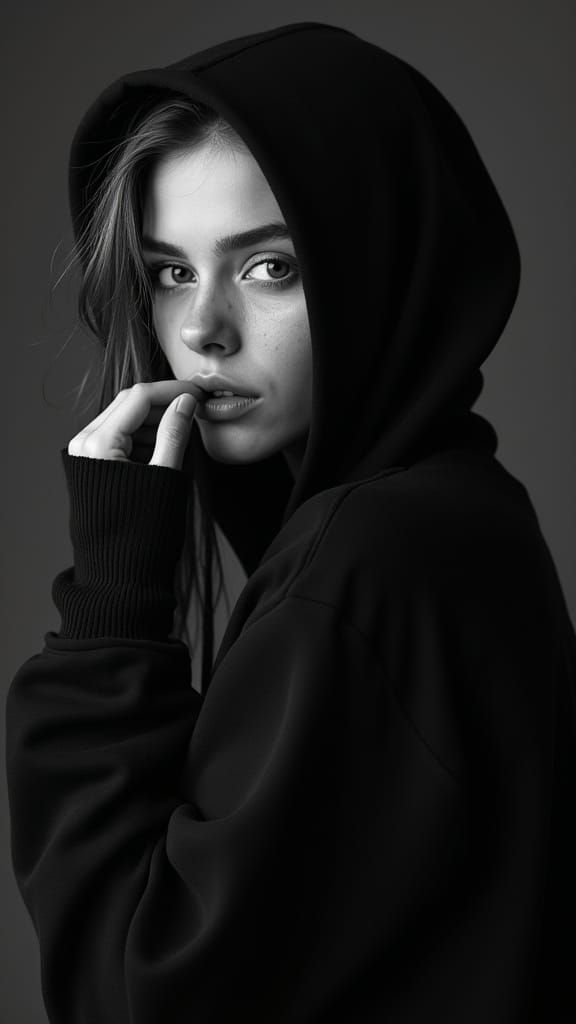 Atmospheric Black and White Portrait of a Woman
