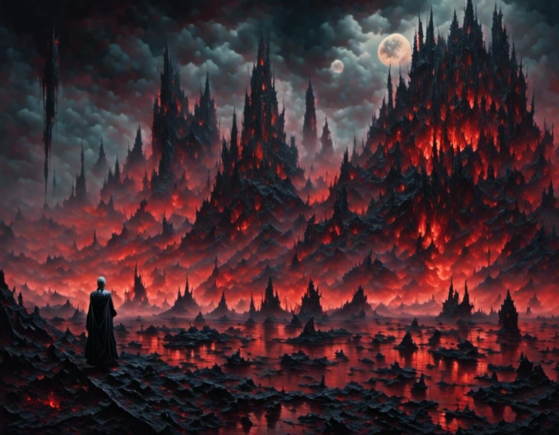 Hellish Alien Demon Landscape in Horrorcore Style