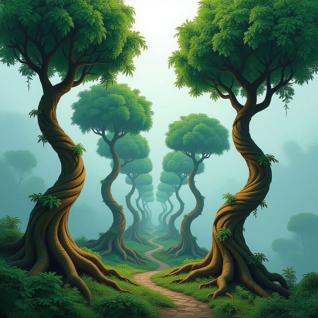 Spiral Trees in a Whimsical Style