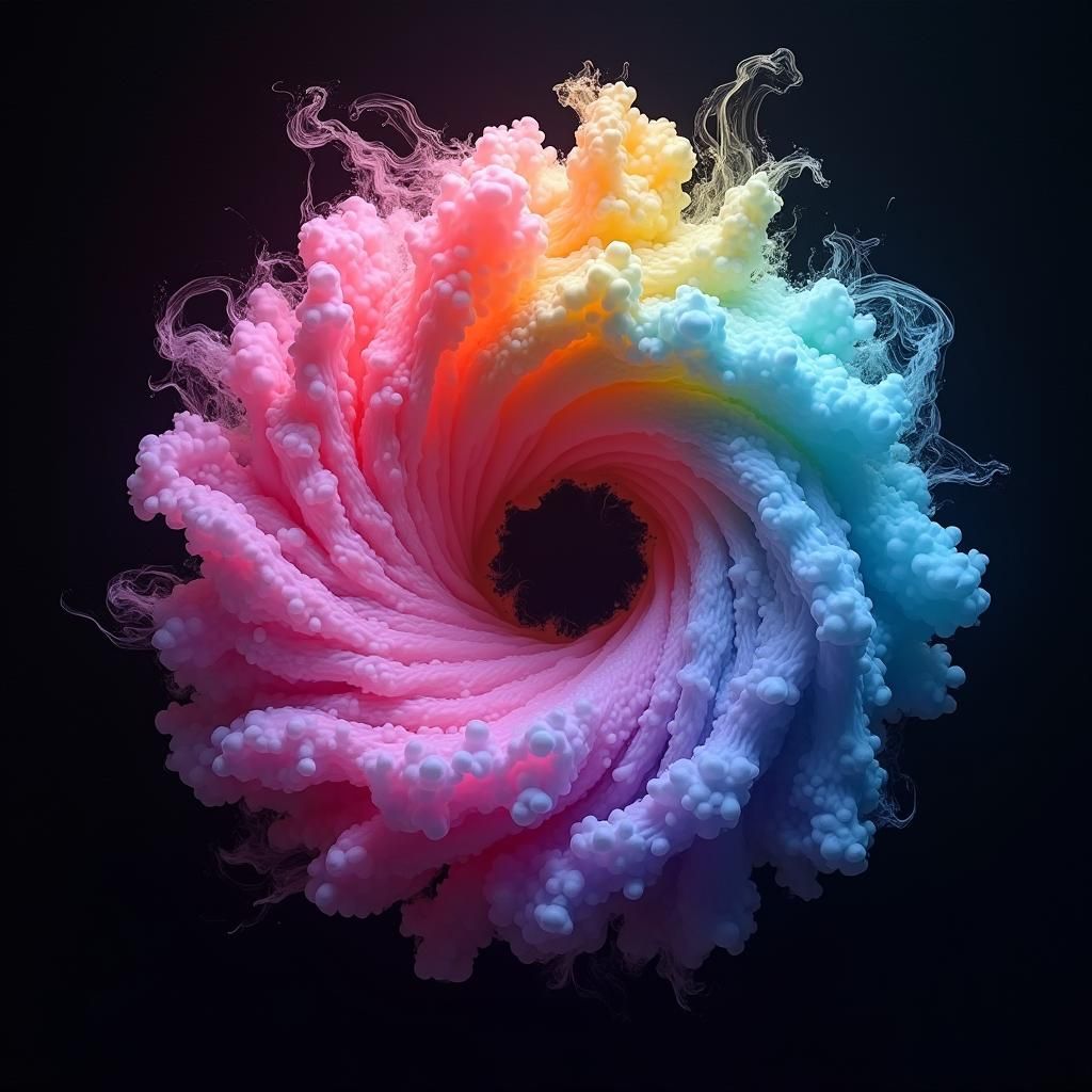 Rainbow Liquid Smoke Vortex in Surreal Digital Art