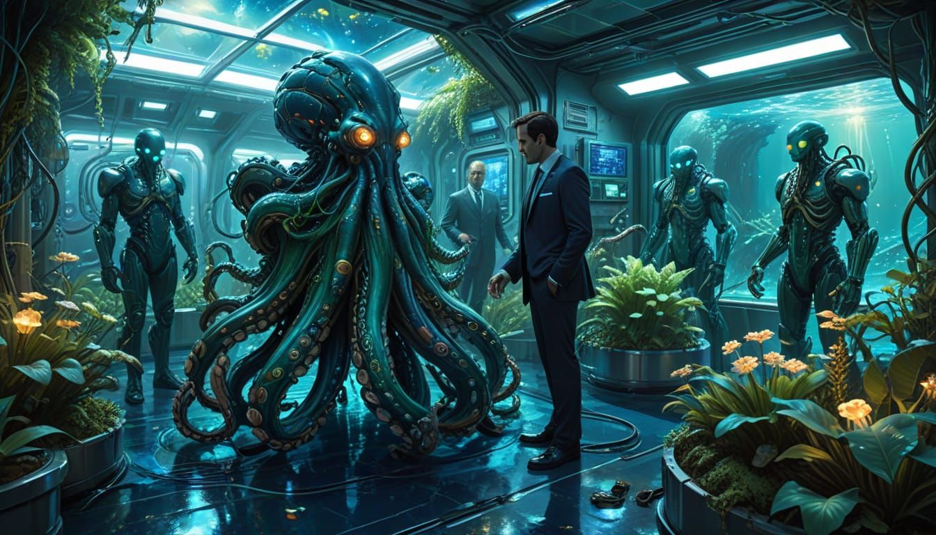 Sci-Fi Underwater Hospital with Robotic Assistants