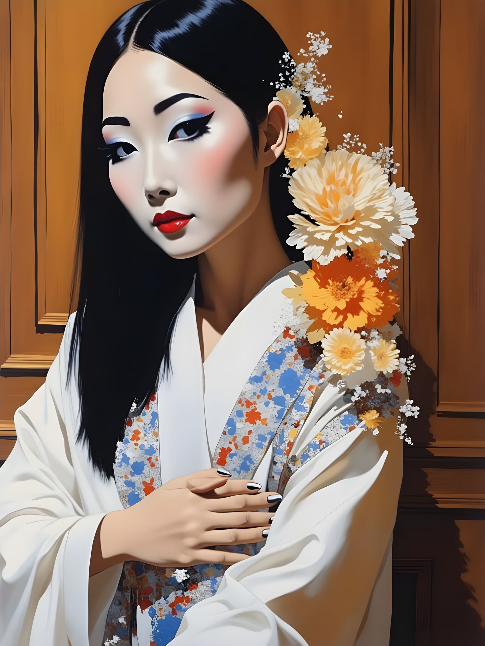 Elegant Geisha Portrait with Intricate Hair