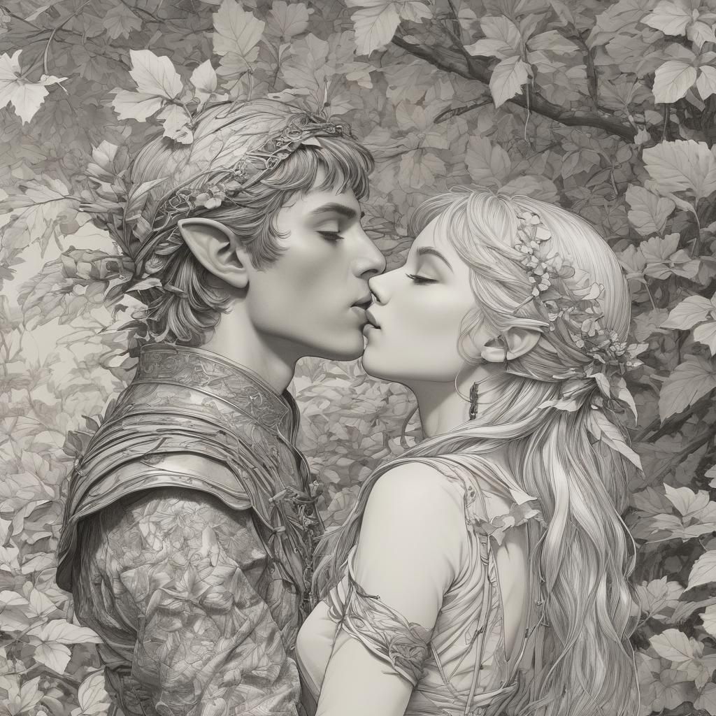 Elf Archer Couple in Lush Forest Scene