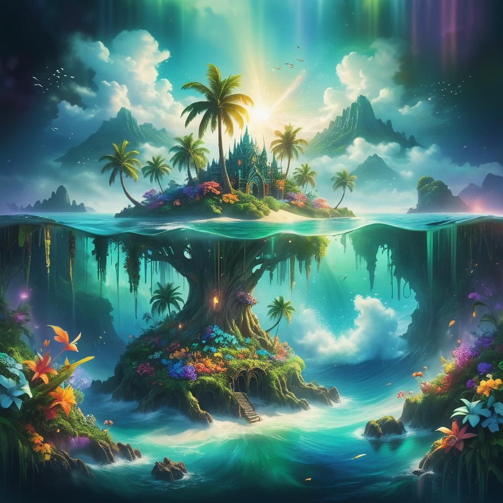 Enchanted Island Fantasy Landscape in Baroque Style