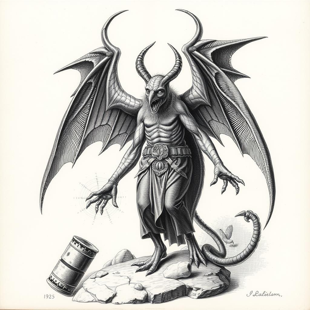 Pazuzu in Copperplate Engraving Style