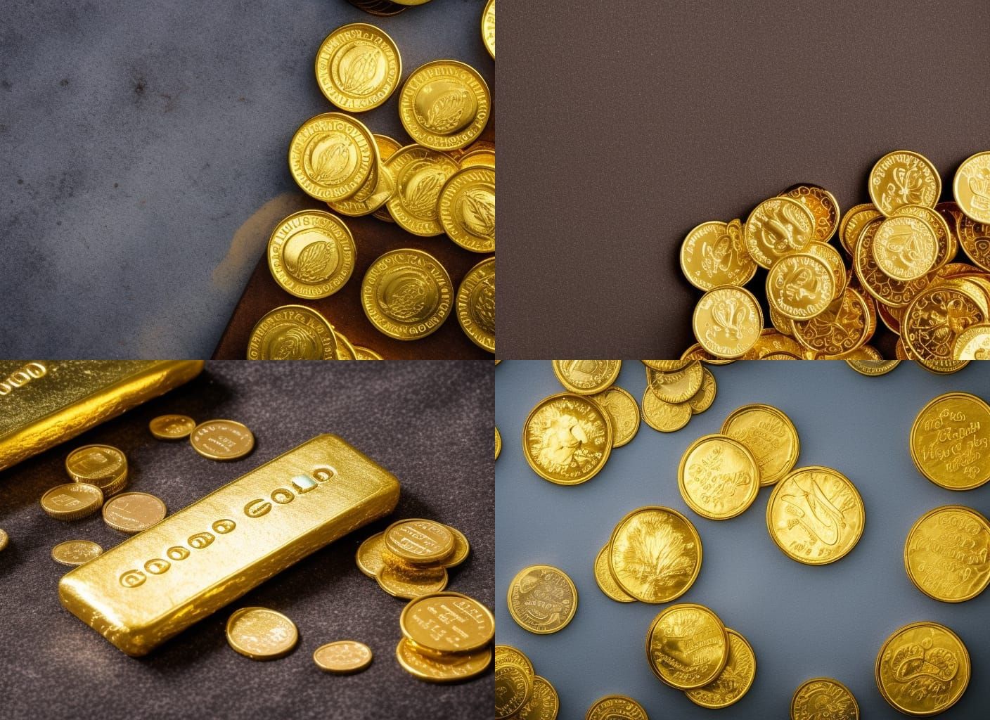Luxurious Gold Bar and Coins Still Life