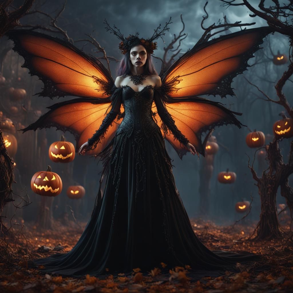 Gothic Halloween Fairy in Detailed Matte Painting