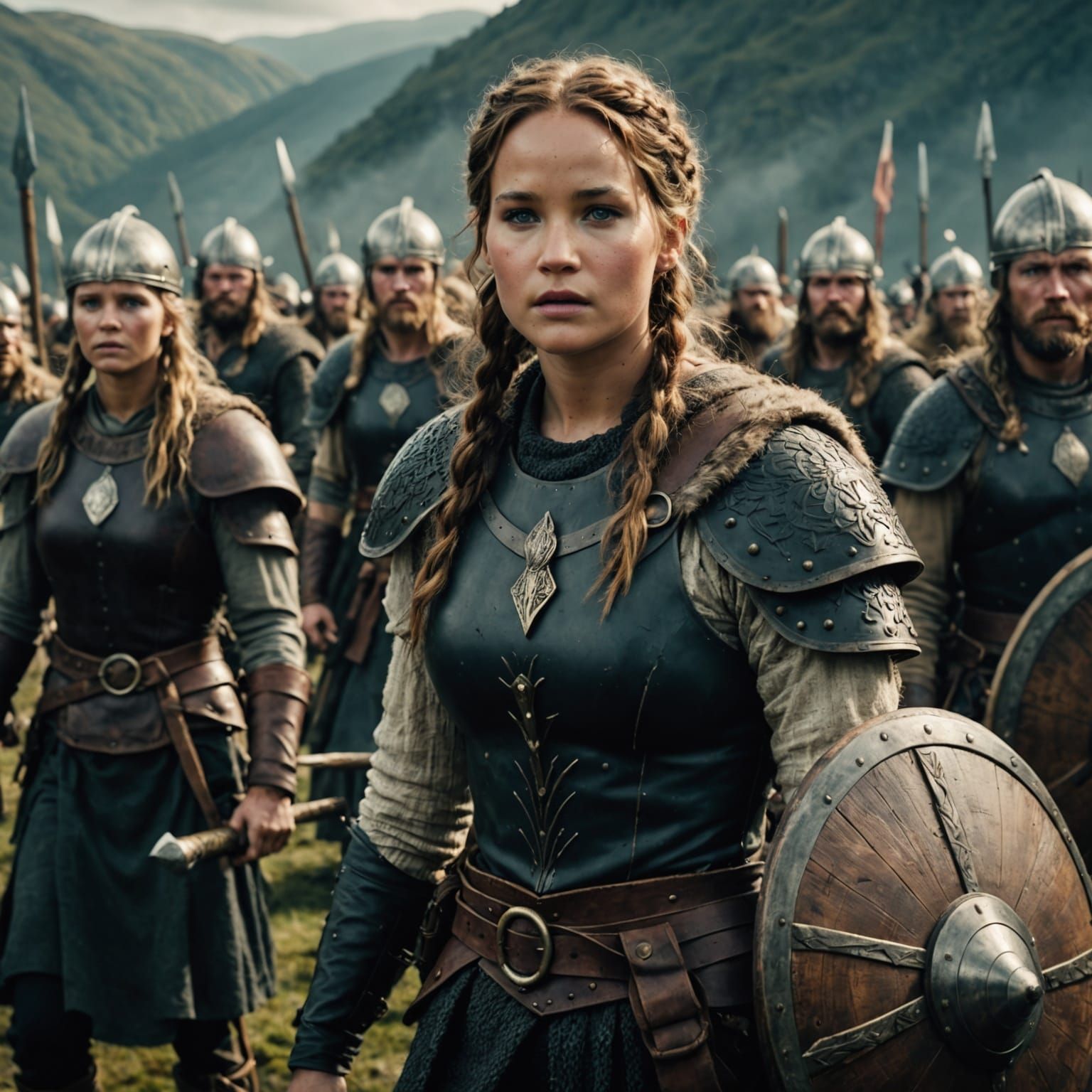 Jennifer Lawrence as a Powerful Female Viking Warrior