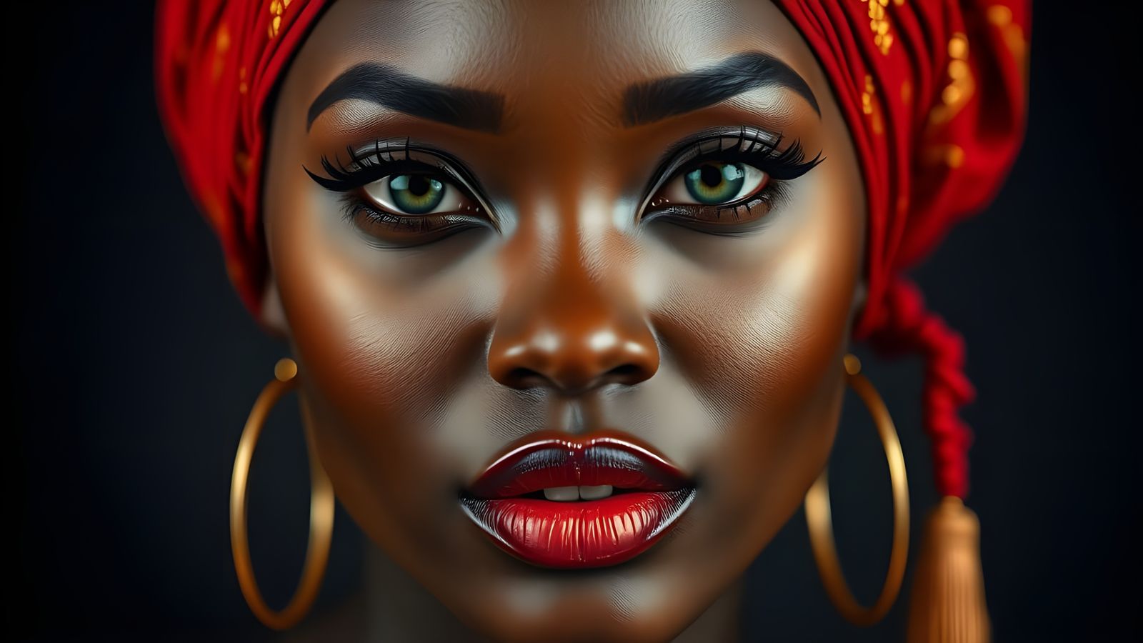 Luxurious Portrait of a Black Woman in Dramatic Lighting