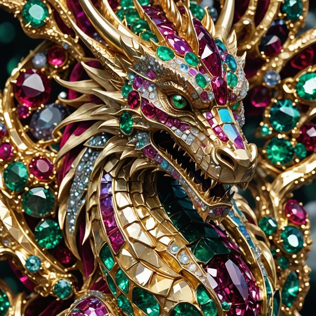 Gemstone Dragon Sculpture in Macro Photography
