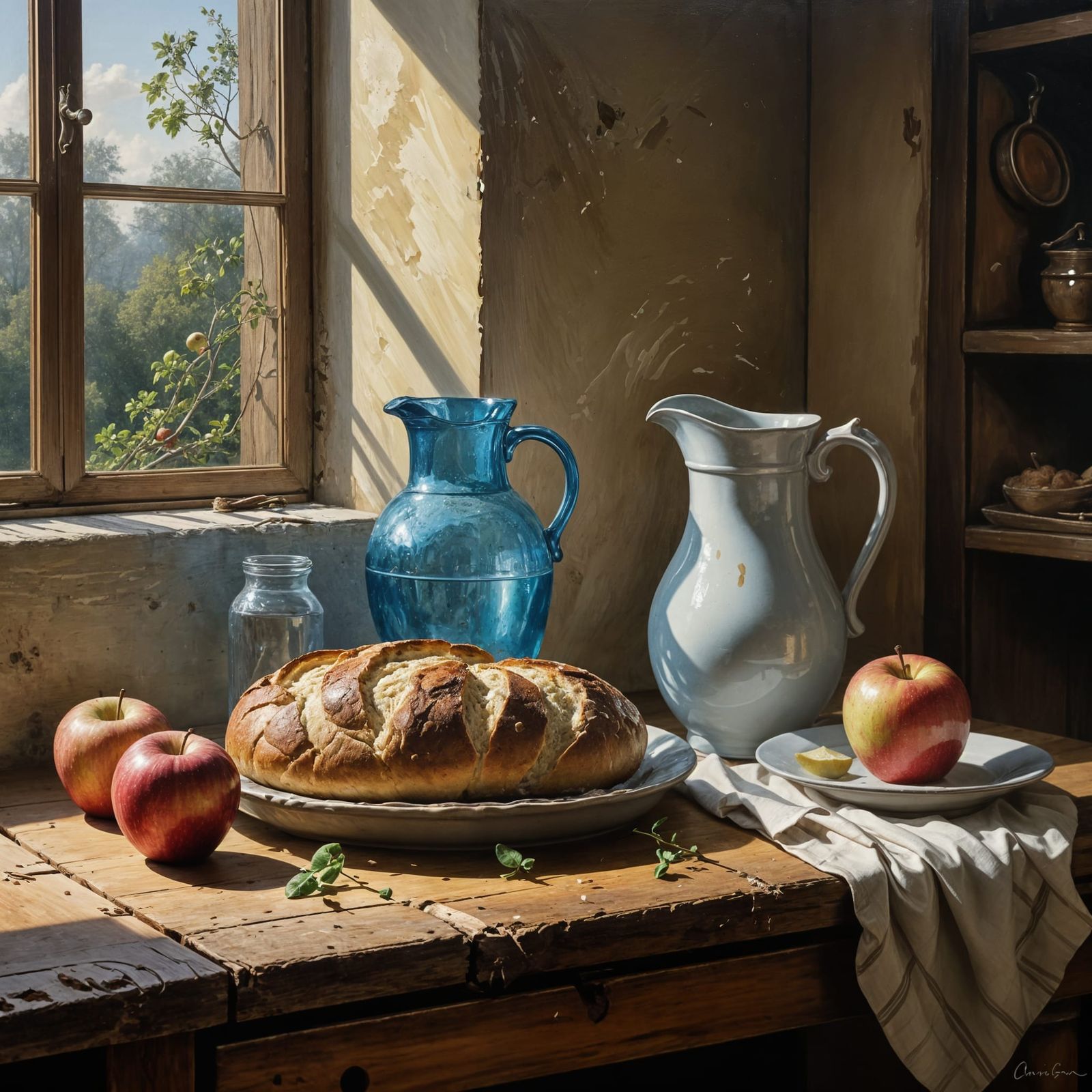 French Realist Still Life of Humble Meal