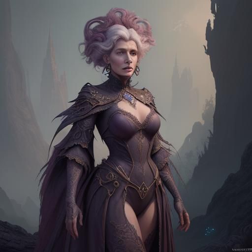 Medieval Elderly Woman: Detailed Matte Painting