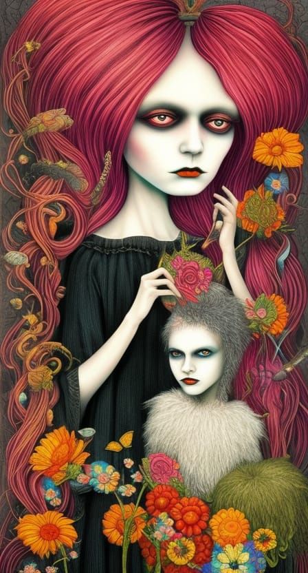 Surreal Gothic Ink Interpretation of American Gothic