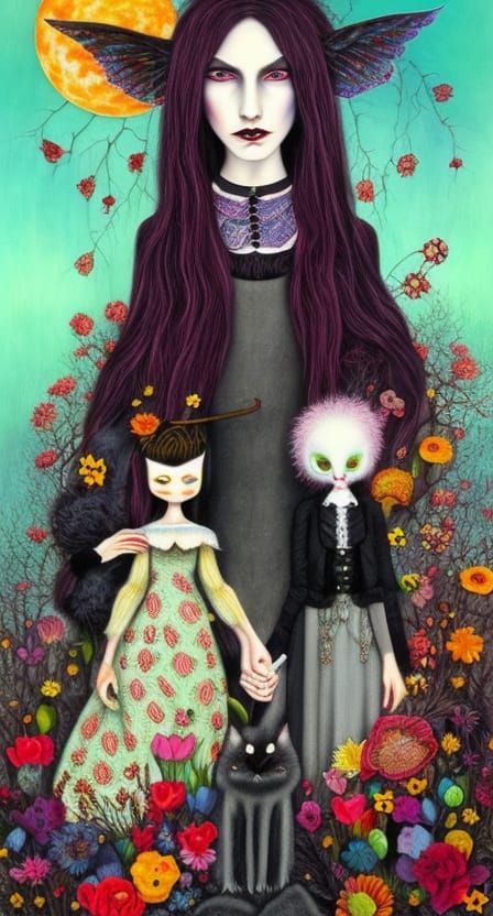 Surreal Gothic "American Gothic" Ink Painting