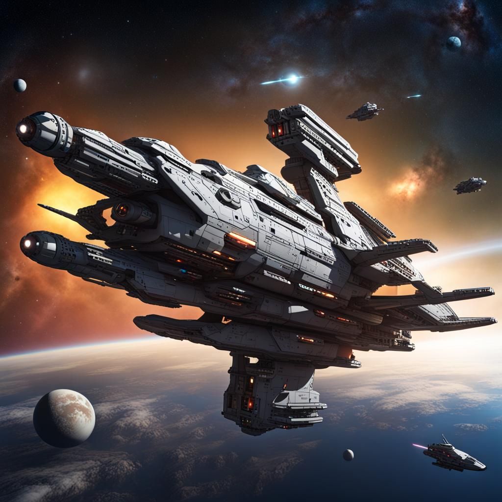 Futuristic Space Warship Concept Art