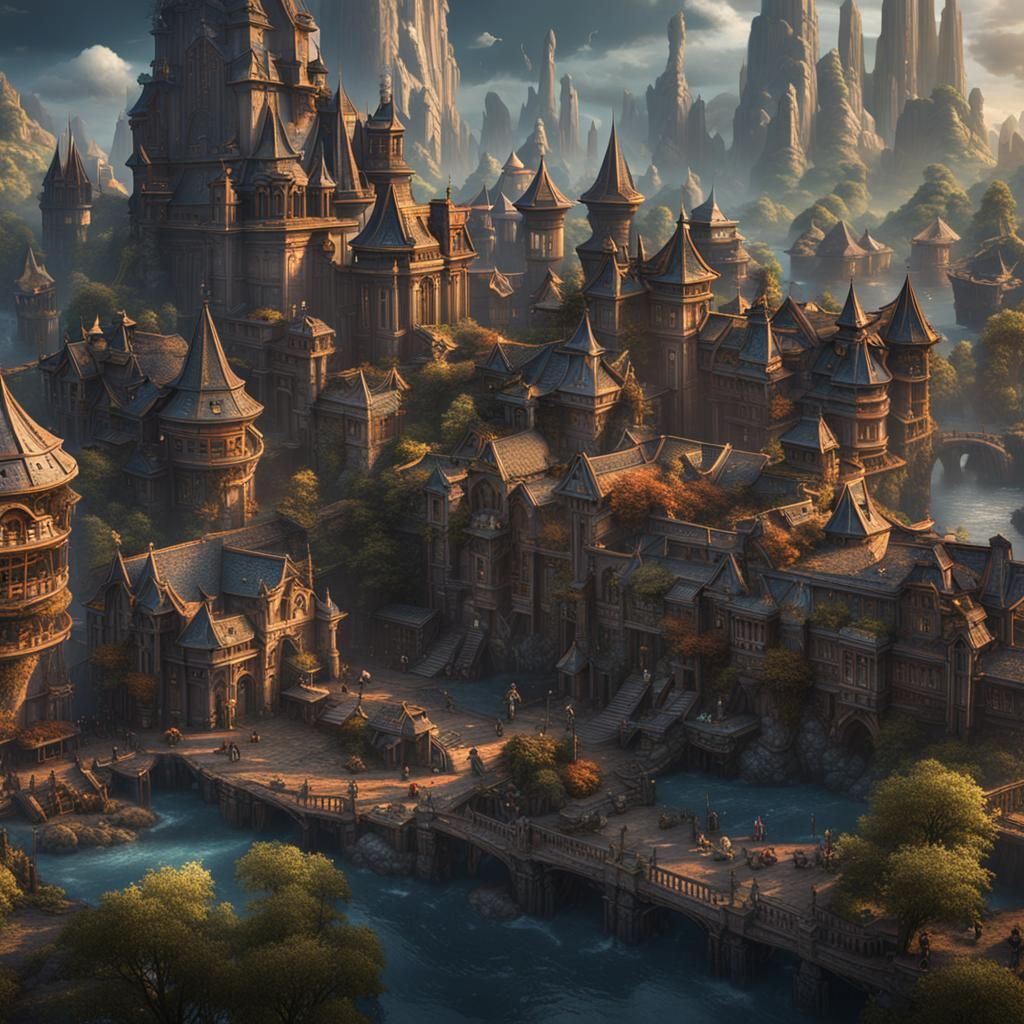 Fantastical Cityscape in Detailed Matte Painting