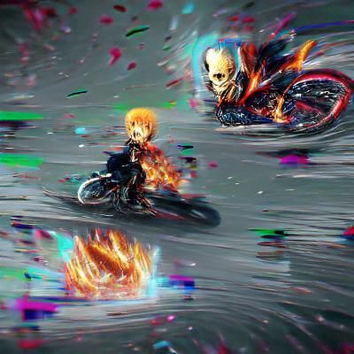 Ghost Rider on a Fiery Motorcycle
