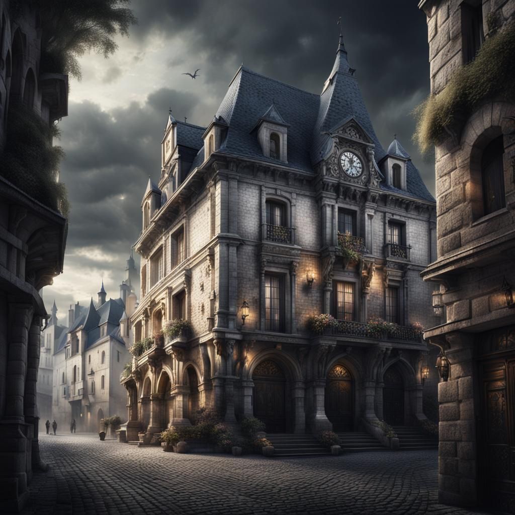 Dark Fantasy Medieval Town Hall in France