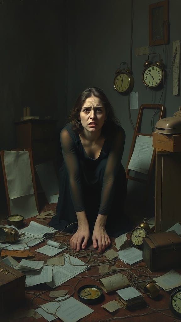 A Woman Overwhelmed by Inner Turmoil in a Haunting, Surreal ...