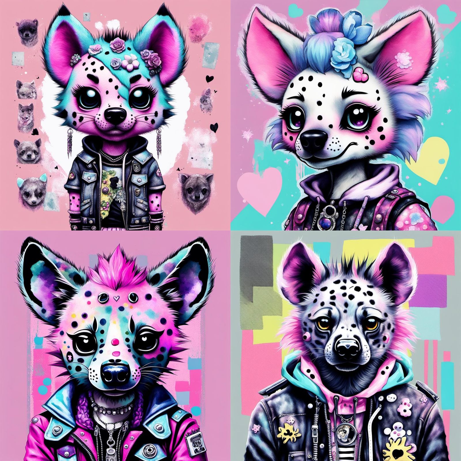 Sanrio Hyena Portrait in Pastel Goth Collage