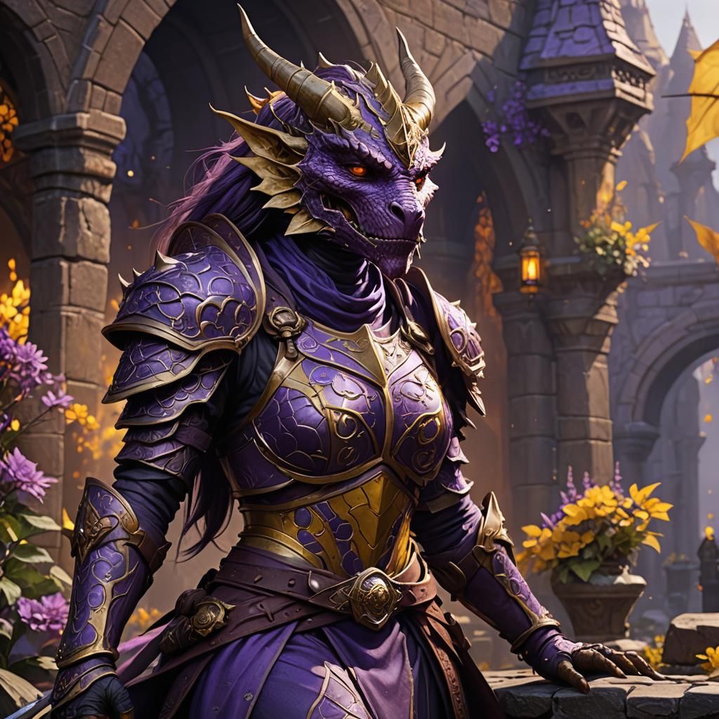 Purple Dragonborn Dark Fantasy Concept Art