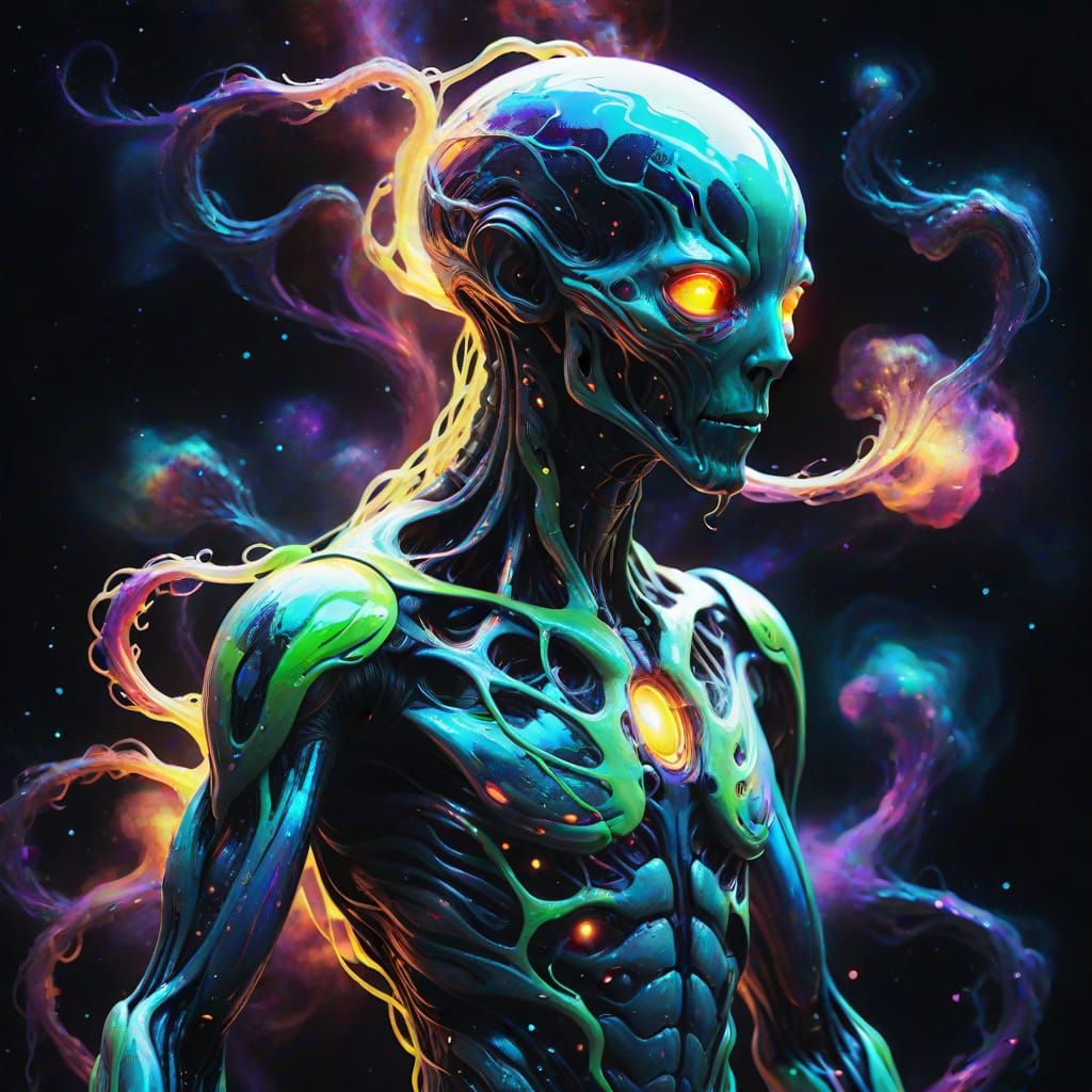 Surreal Plasmoid Humanoid in Dark Nebula