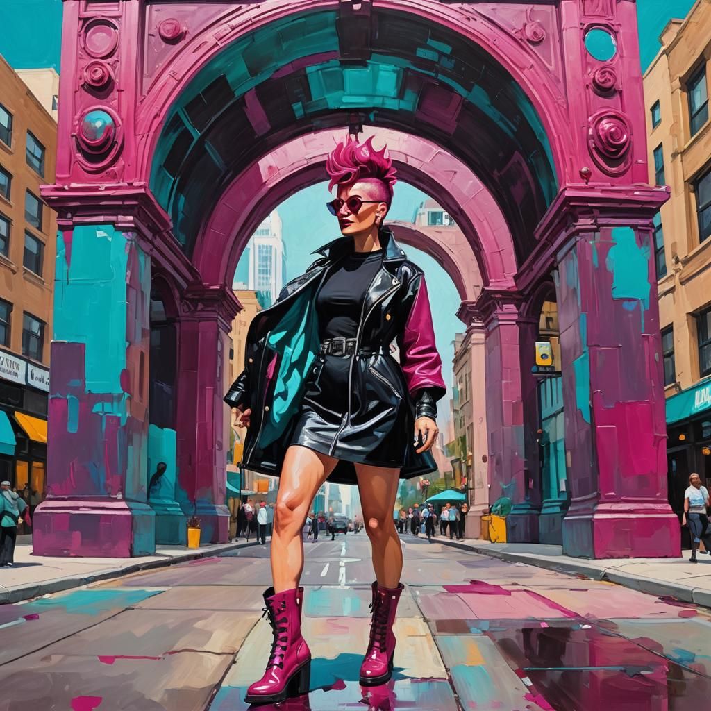 A neo-futuristic happy Pink Punk