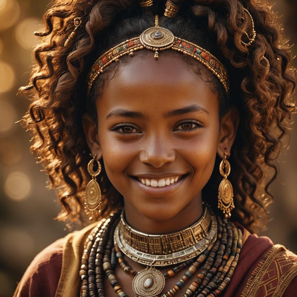 Elegant Portrait of Habesha Girl with Traditional Jewelry