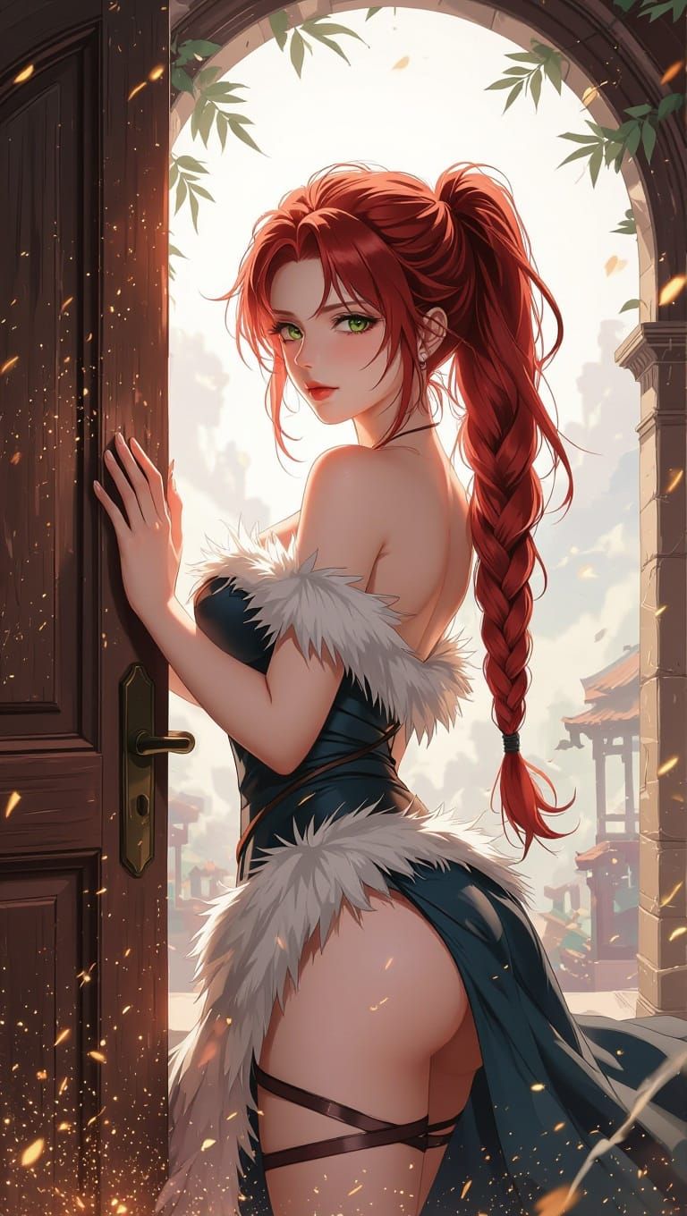 Mysterious Anime Beauty from Behind