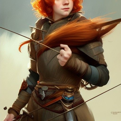 Halfling Archer with Corgi: Digital Art Portrait