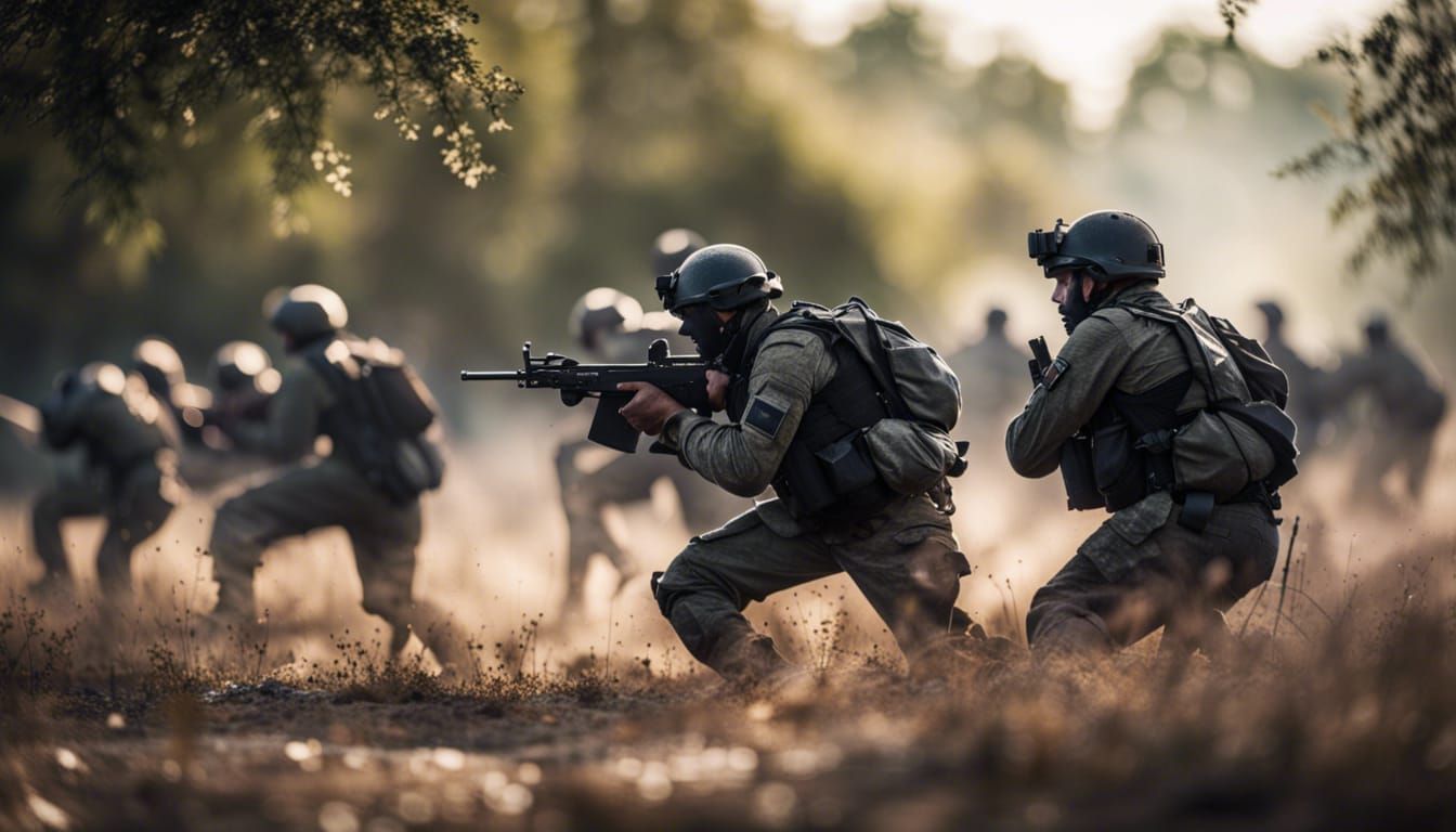 Black Uniformed Soldiers Fighting in a Field