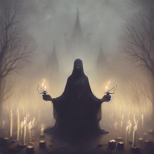 Eerie Shrouded Woman Dripping in Wax