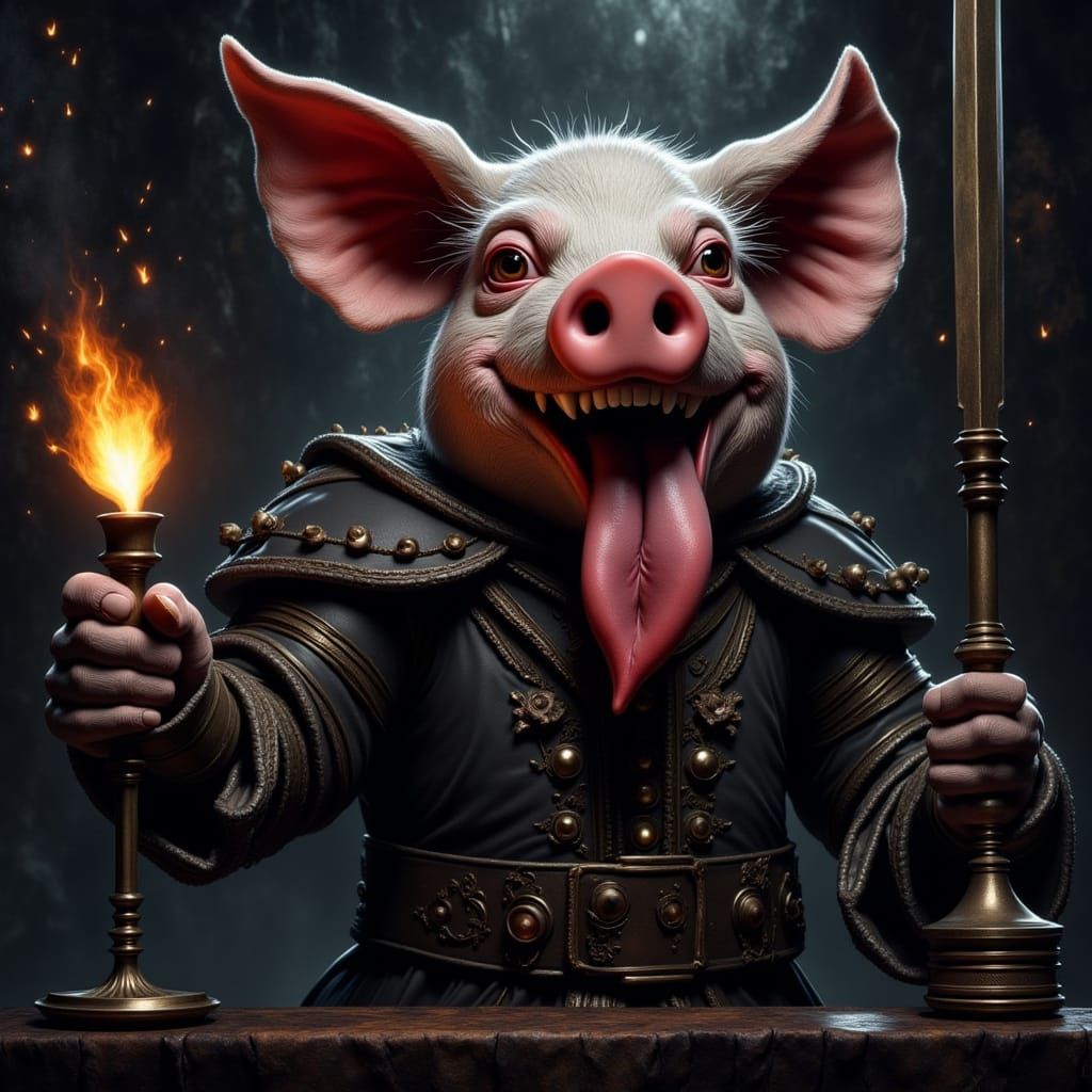 Greased Pig in Gothic Medieval Style