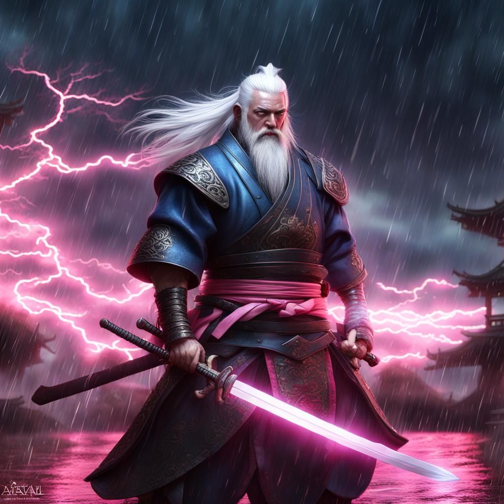 Samurai Warrior in Lightning Storm