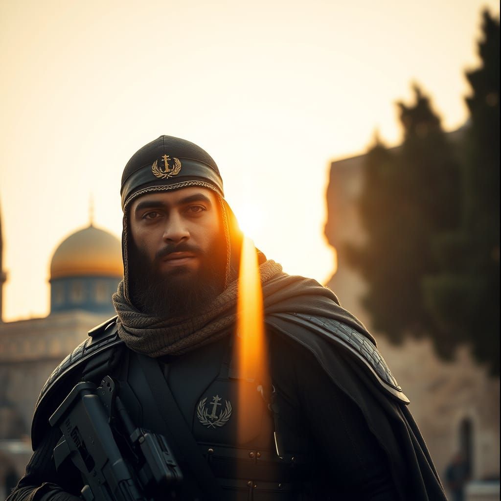 Modern Muslim Warrior in Ancient Jerusalem